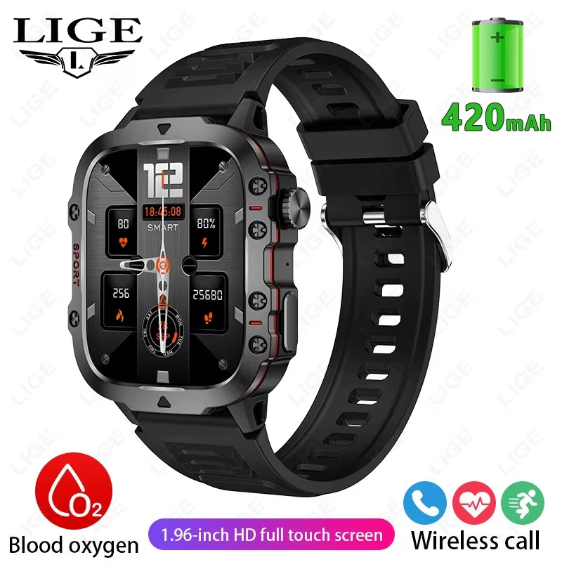 2026 Rugged Military Smart Watch Men Outdoor Watches Lp68 Waterproof 2.01" Al Voice Bluetooth Call Smartwatch for Android Los