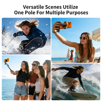 4-In-1 Mini Selfie Stick Tripod , Extendable Magnetic Grip Phone Tripod with Detachable Remote Pocket Size, Phone Magnetic Grip Vlog Livestreaming Photography, Support Remote Bluetooth Remote Control