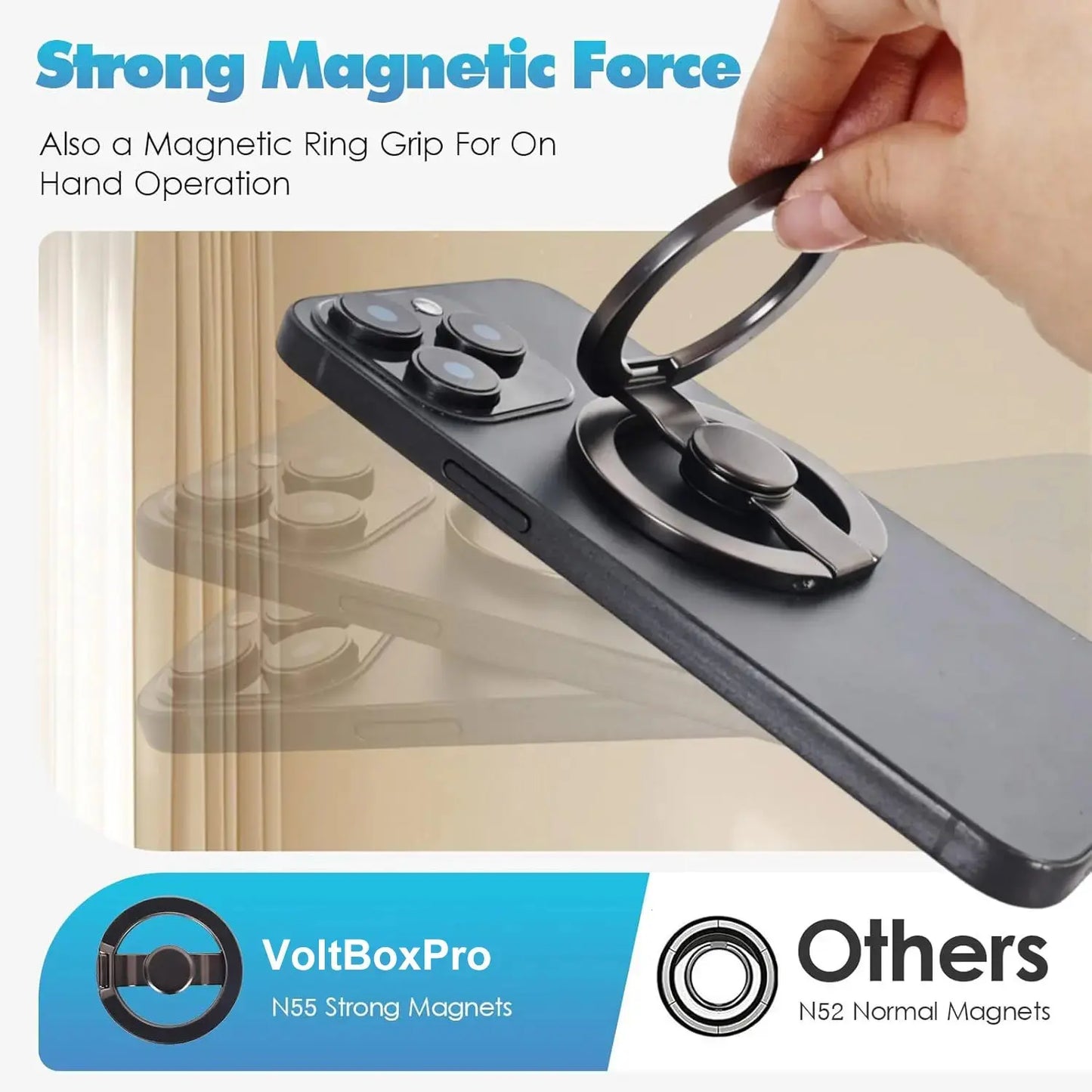 FUDUOO Magnetic Phone Stand & Fidget Spinner Combo, Dual Magnetic Ring Stand, Fidget Toys Adults, Foldable, 360° Rotation, Phone Holder Car, Desk Phone Stand, Magsafe Compatible, Stress Relief Accessory for Home/Office/Travel/Gym