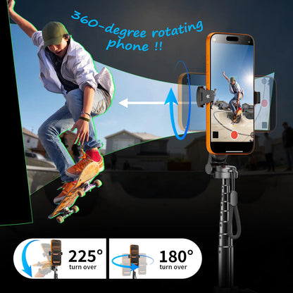 4-In-1 Mini Selfie Stick Tripod , Extendable Magnetic Grip Phone Tripod with Detachable Remote Pocket Size, Phone Magnetic Grip Vlog Livestreaming Photography, Support Remote Bluetooth Remote Control