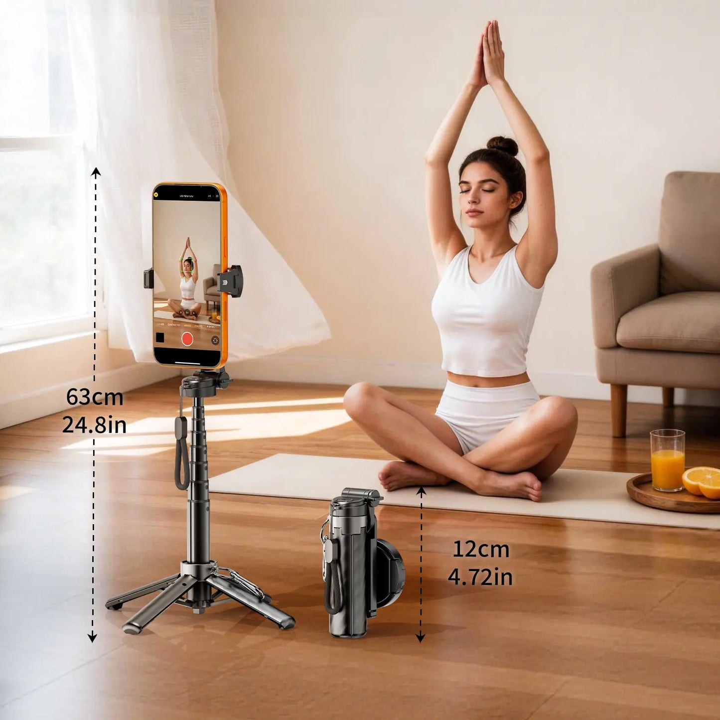 4-In-1 Mini Selfie Stick Tripod , Extendable Magnetic Grip Phone Tripod with Detachable Remote Pocket Size, Phone Magnetic Grip Vlog Livestreaming Photography, Support Remote Bluetooth Remote Control