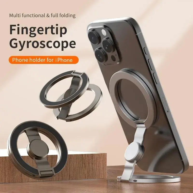 FUDUOO Magnetic Phone Stand & Fidget Spinner Combo, Dual Magnetic Ring Stand, Fidget Toys Adults, Foldable, 360° Rotation, Phone Holder Car, Desk Phone Stand, Magsafe Compatible, Stress Relief Accessory for Home/Office/Travel/Gym