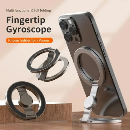 FUDUOO Magnetic Phone Stand & Fidget Spinner Combo, Dual Magnetic Ring Stand, Fidget Toys Adults, Foldable, 360° Rotation, Phone Holder Car, Desk Phone Stand, Magsafe Compatible, Stress Relief Accessory for Home/Office/Travel/Gym
