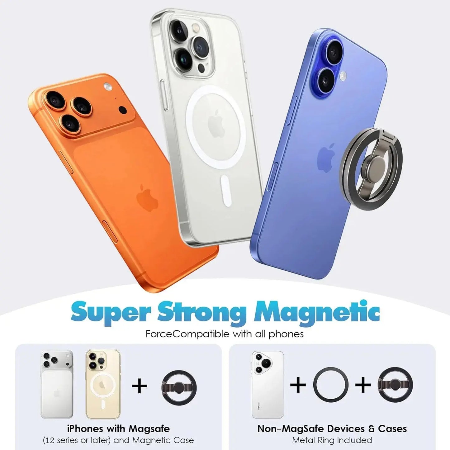 FUDUOO Magnetic Phone Stand & Fidget Spinner Combo, Dual Magnetic Ring Stand, Fidget Toys Adults, Foldable, 360° Rotation, Phone Holder Car, Desk Phone Stand, Magsafe Compatible, Stress Relief Accessory for Home/Office/Travel/Gym