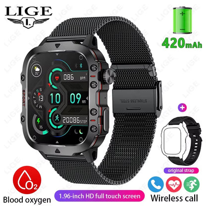 2026 Rugged Military Smart Watch Men Outdoor Watches Lp68 Waterproof 2.01" Al Voice Bluetooth Call Smartwatch for Android Los