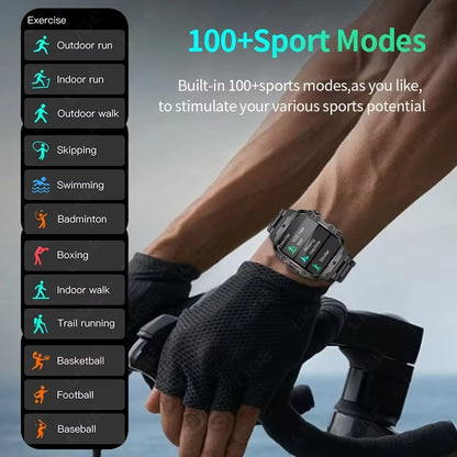 2026 Rugged Military Smart Watch Men Outdoor Watches Lp68 Waterproof 2.01" Al Voice Bluetooth Call Smartwatch for Android Los